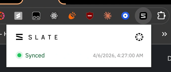Slate browser extension showing course content synced